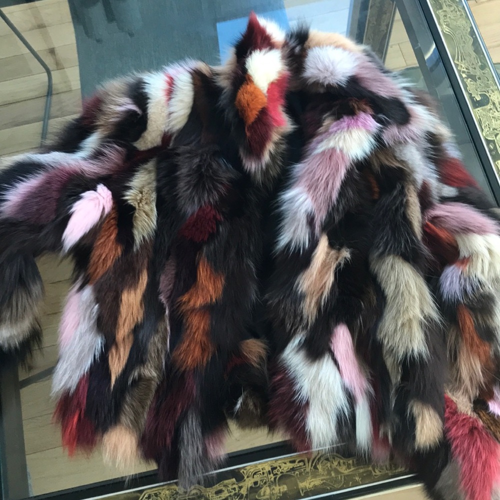 INCREDIBLE multi color fox fur coat - Small fit